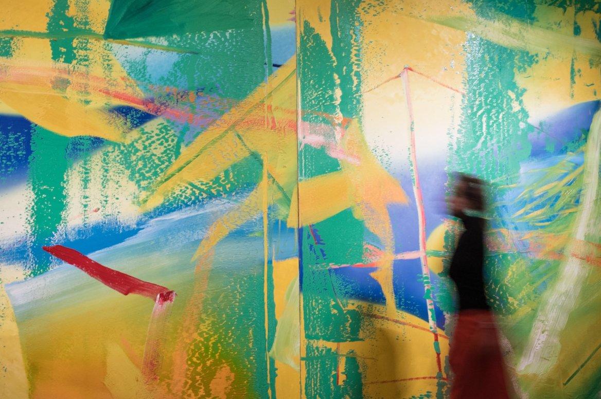 Gerhard Richters Gelbrun Yellow Green on exhibition at Sothebys 2018