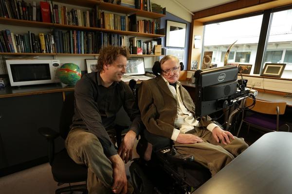 Thomas Hertog with Steven Hawking Topdown Cosmology 1